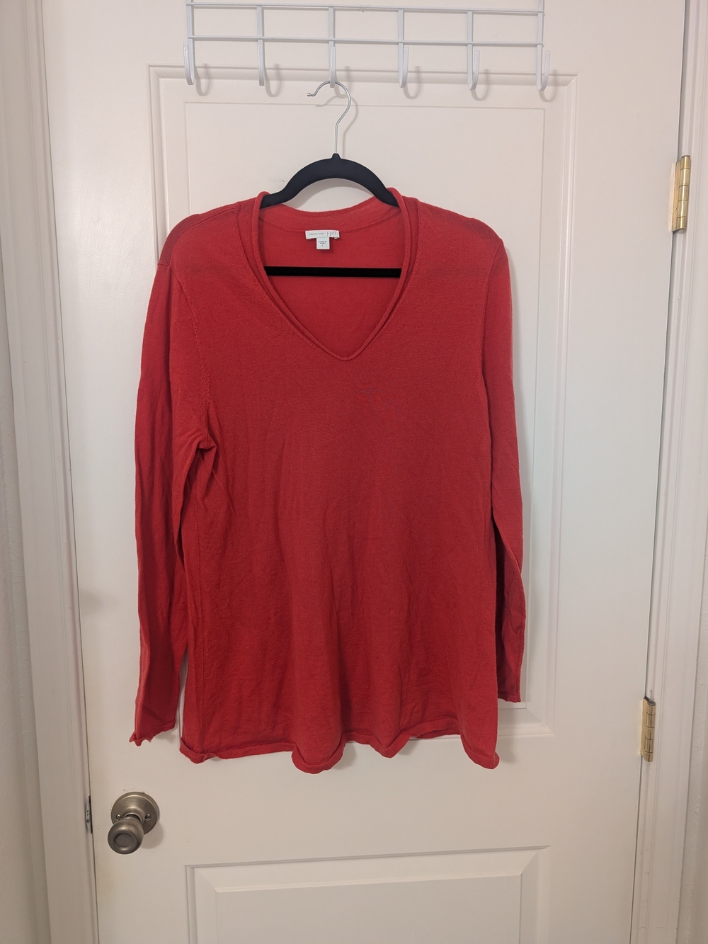 J.Jill 100% Merino Wool Red V Neck Tunic Sweater Women's Large